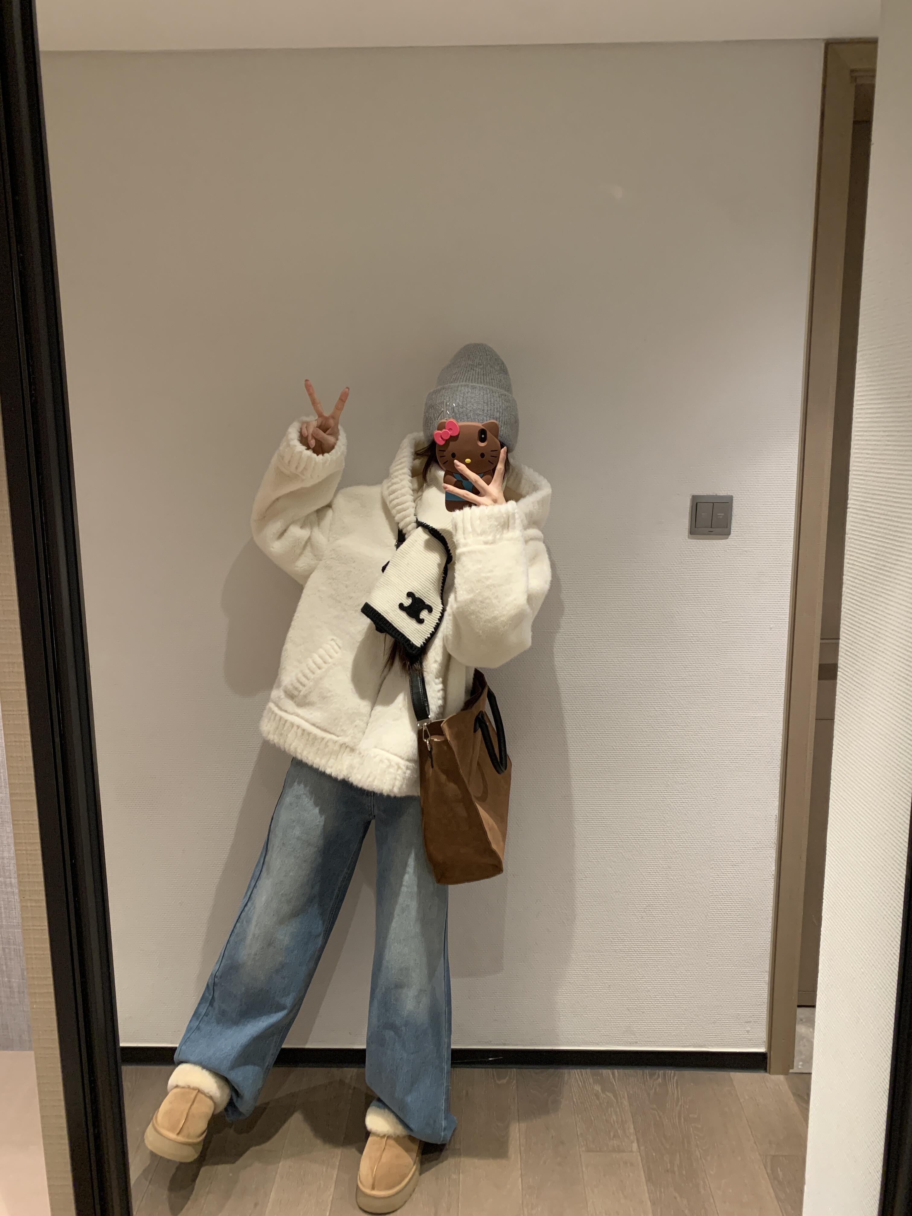 秋冬季韩式连帽甜美温柔奶fufu羊羔毛绒外套女皮毛一体水貂绒加厚