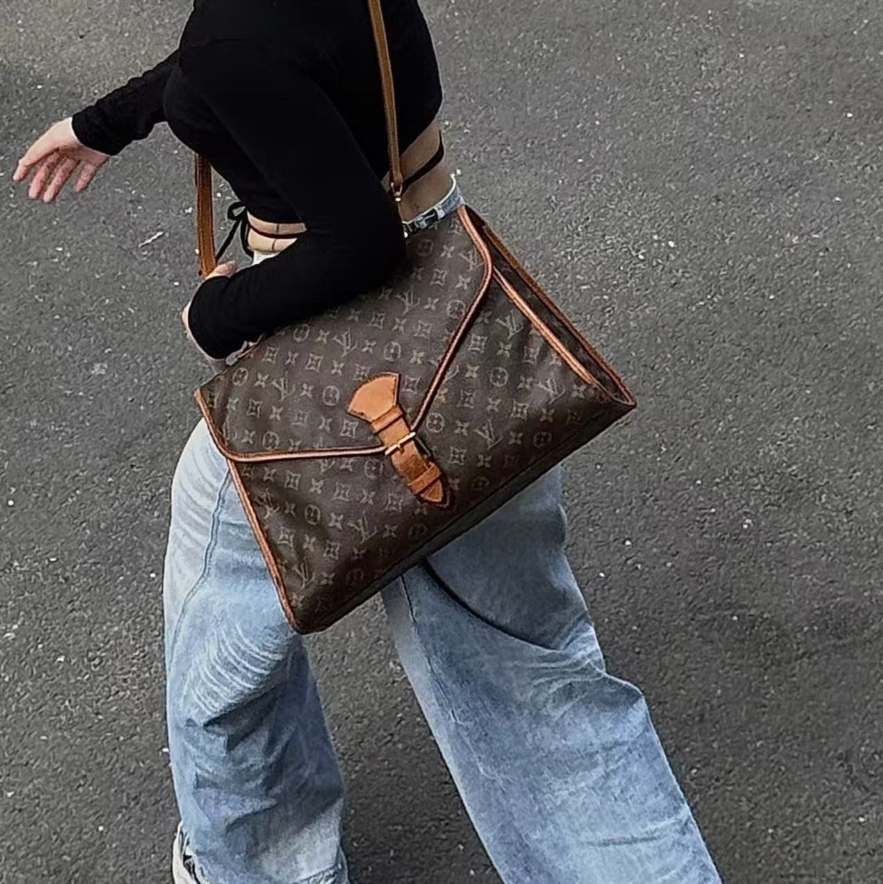 95新 LouisVuitton/路易威登 复古学院风ivy大号手提公文包男士包