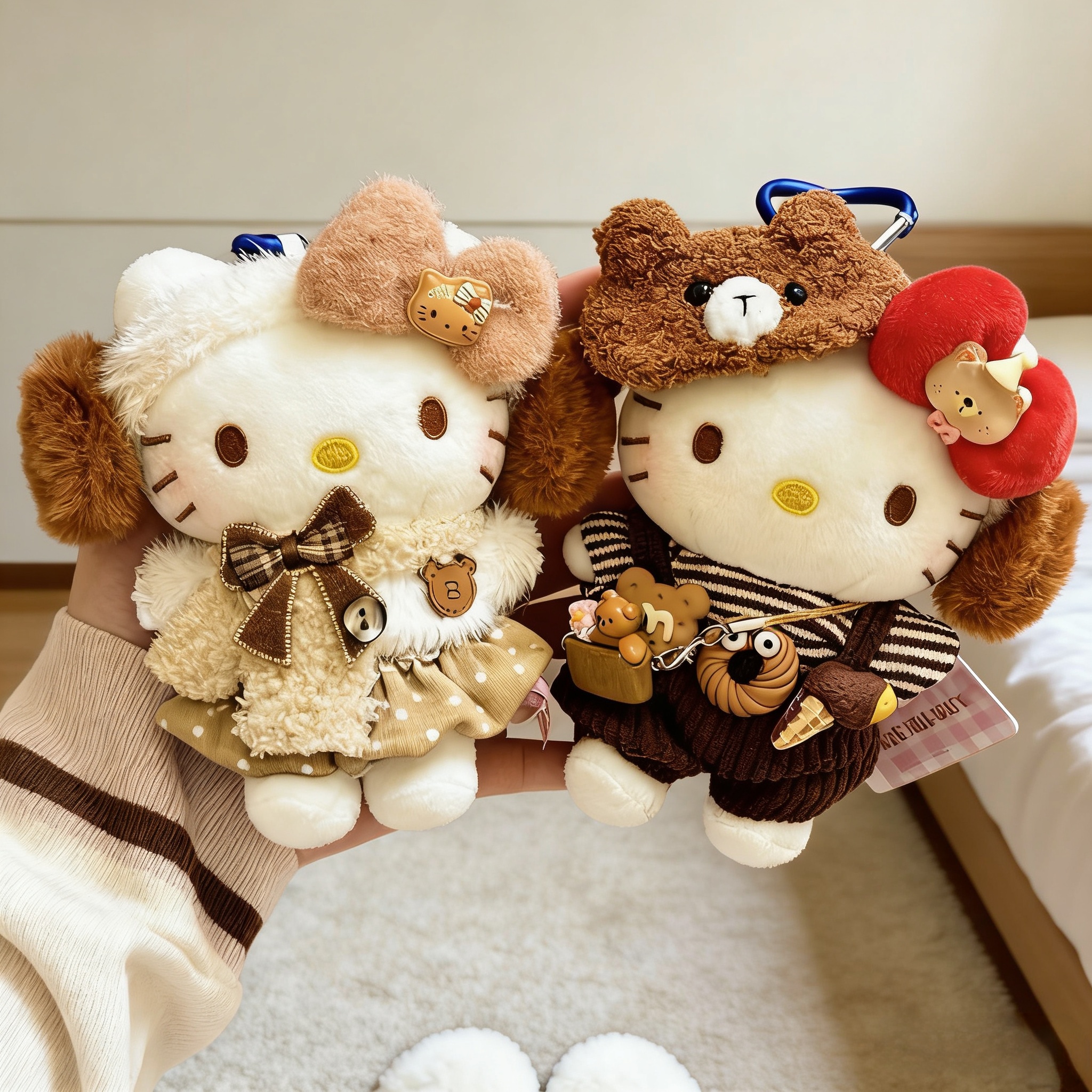 【正版】曲奇小熊HelloKitty挂件玩偶毛绒礼物卡通钥匙扣小公仔挂饰