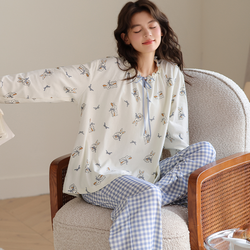 2025新款春秋冬少女睡衣纯棉长袖全棉卡通甜美可爱外穿家居服套装