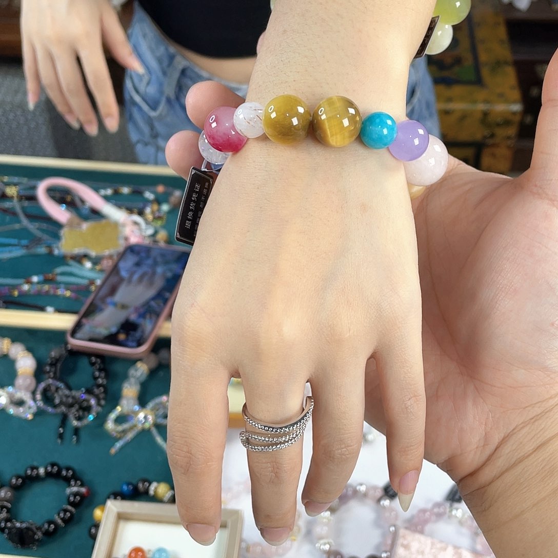 水晶手链银S925镀金镶嵌