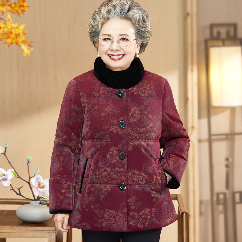 奶奶冬装棉服女中老年人喜庆加绒棉袄妈妈本命年老人太太衣服唐装