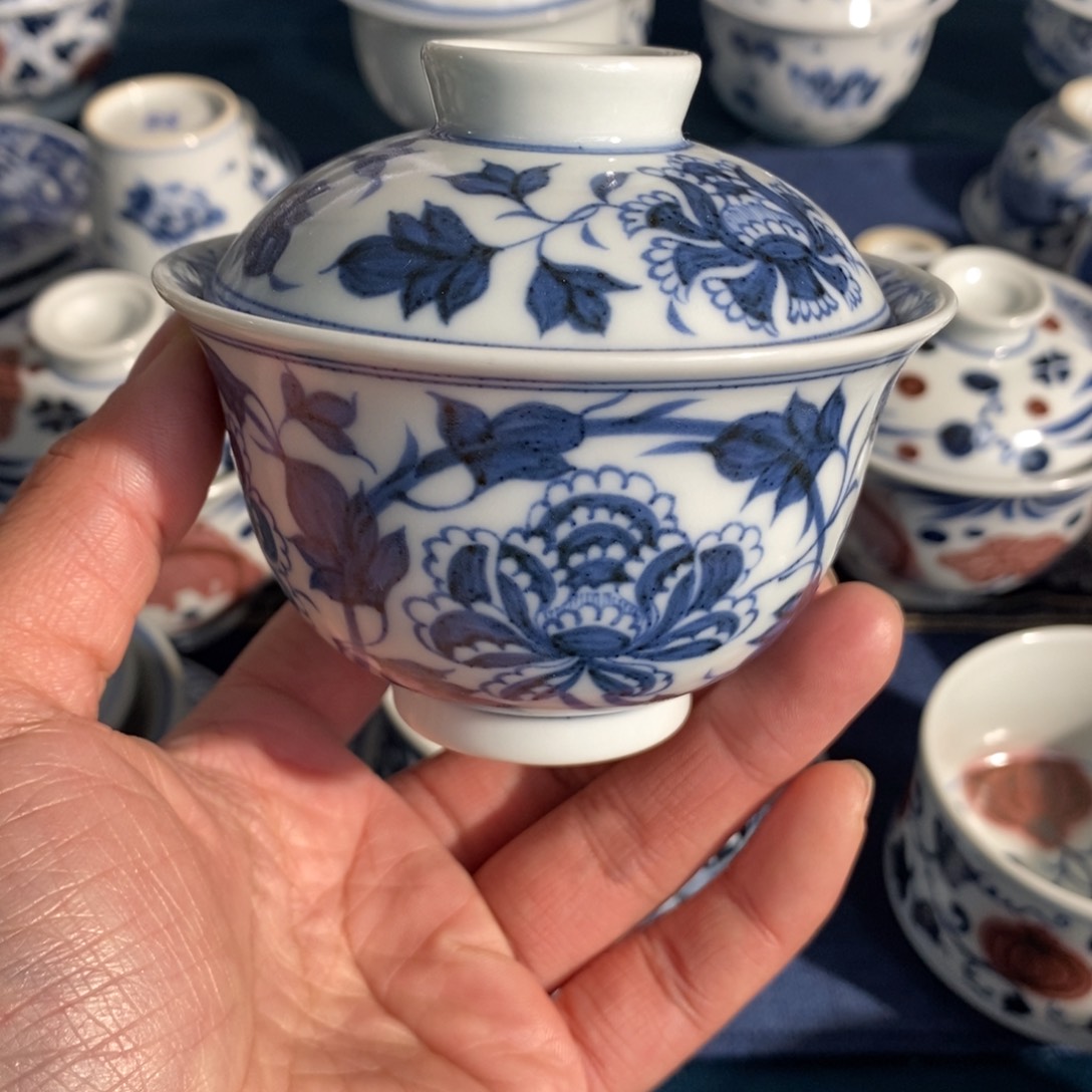 缸景德镇手工手绘盖碗