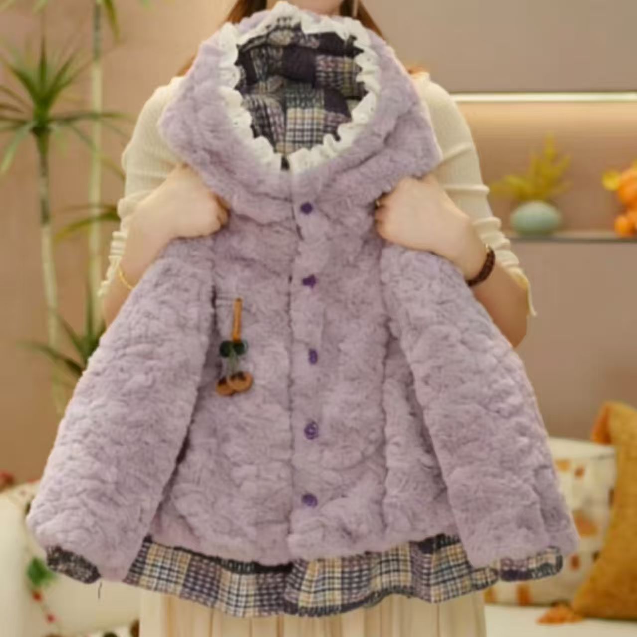 女童2025秋冬新款时尚保暖洋气女宝宝毛绒外套