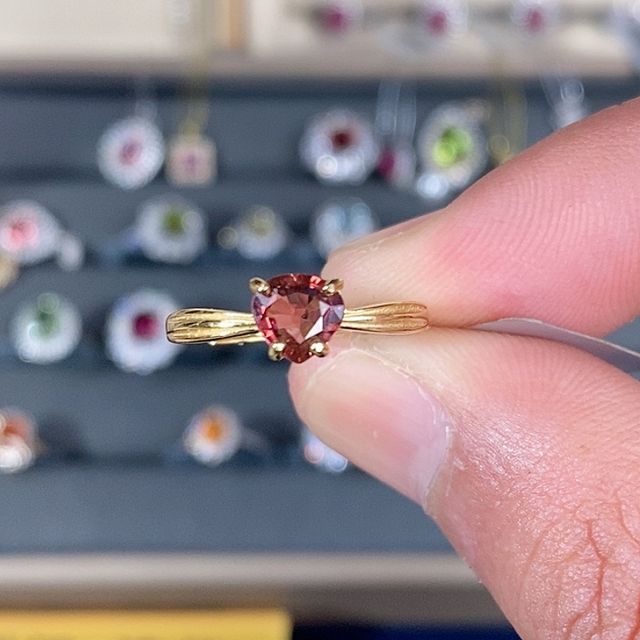 红色碧玺戒指银S925镶嵌