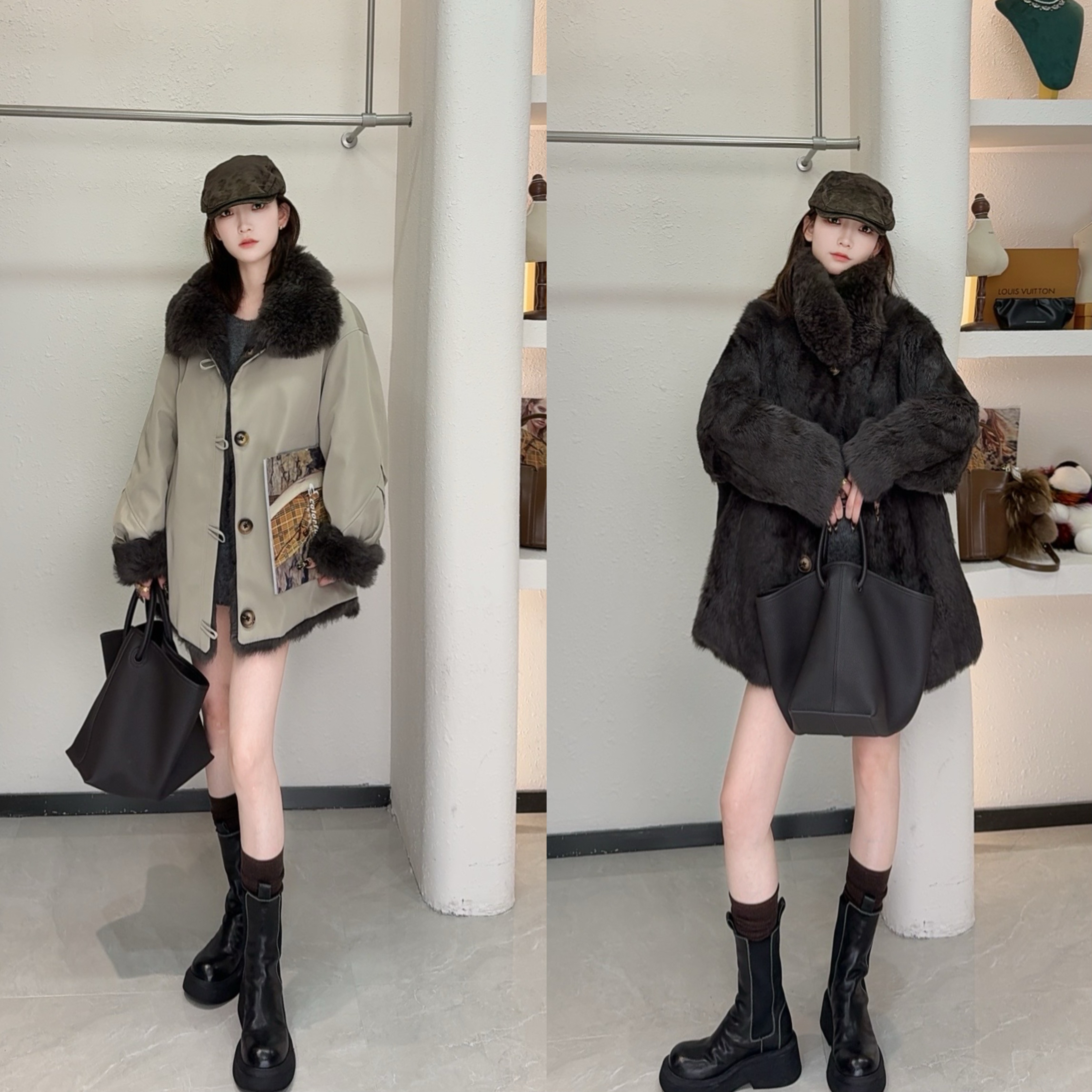 【冬至】新款皮毛一体两面穿时尚休闲派克皮草女士冬季保暖外套厚