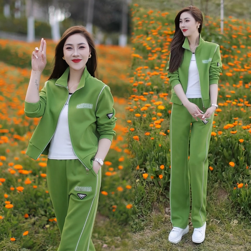 2025休闲运动套装女时尚洋气新款春秋减龄显瘦拉链女士运动服套装