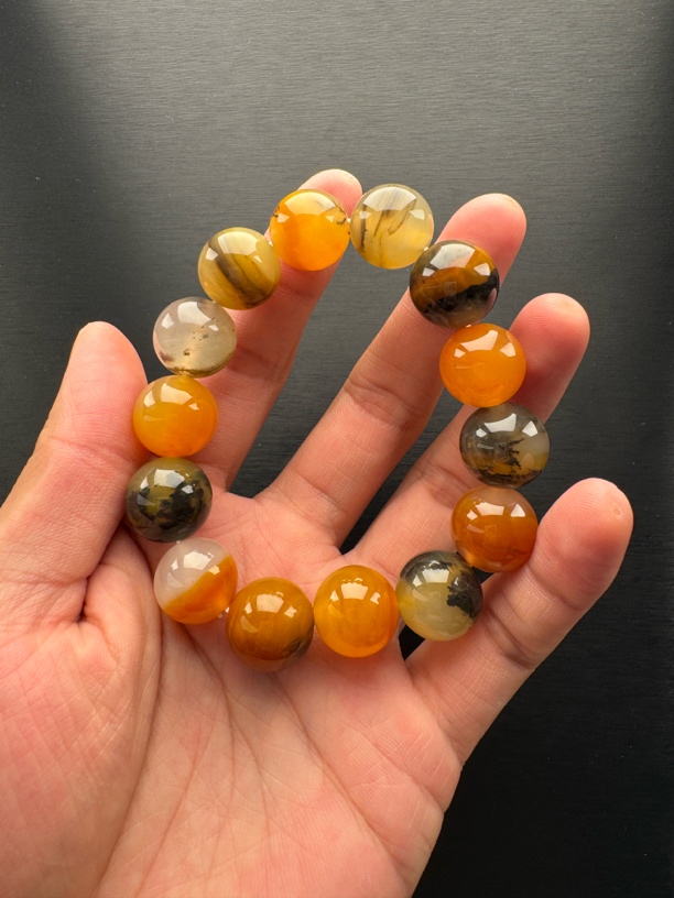 黄龙玉精品收藏水草花手链手串