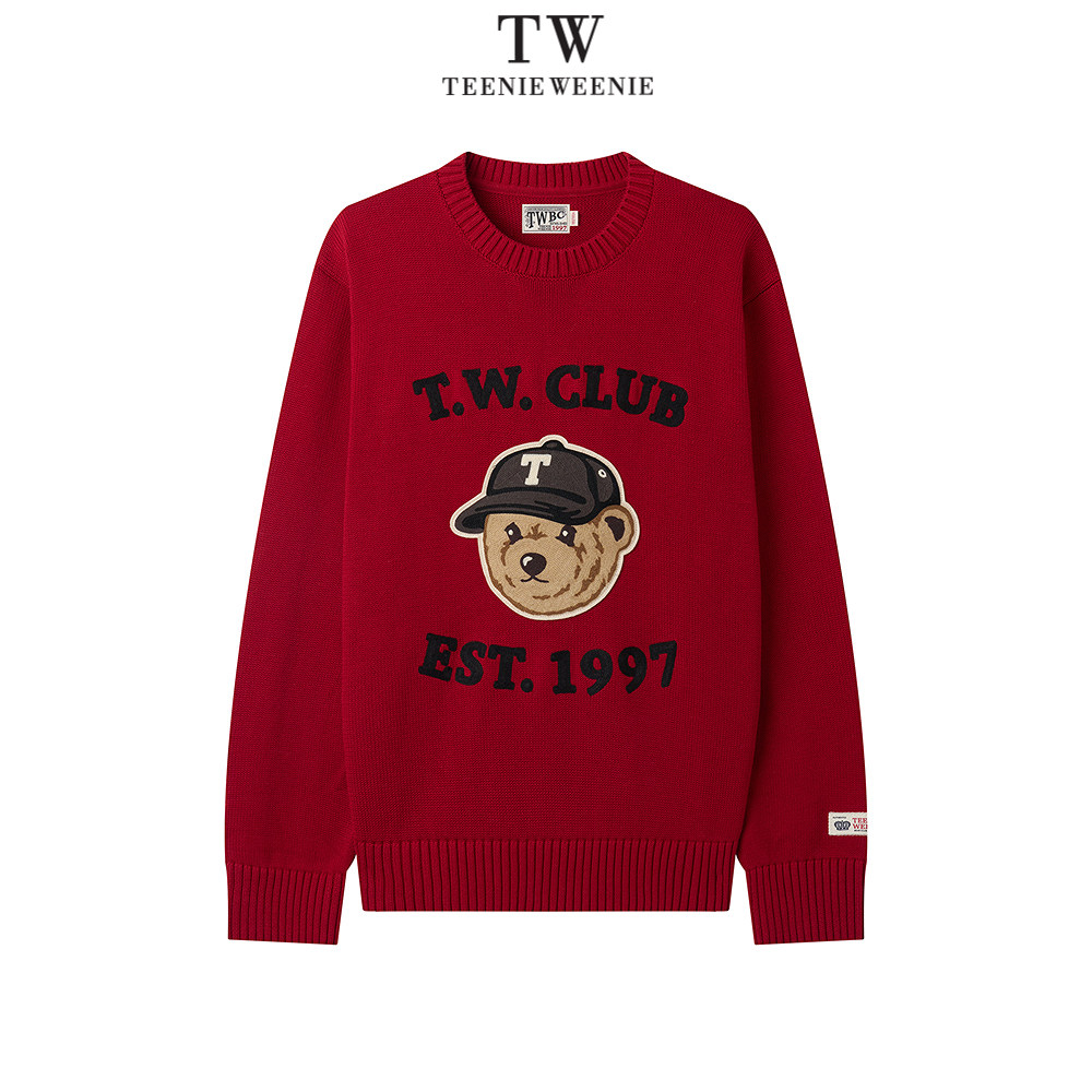 TeenieWeenie小熊复古学院风时髦微落肩舒适套头毛衣TNKW261101K