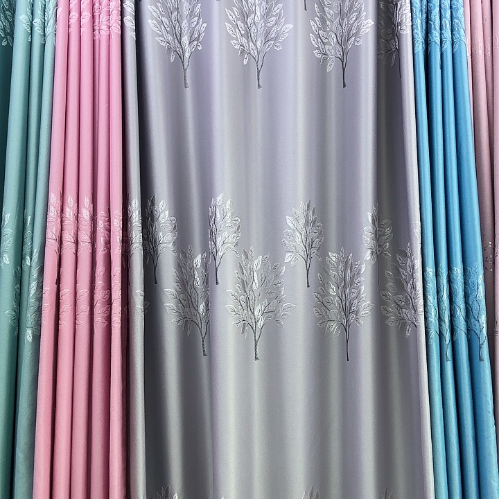 纱发财树灰色6米对开2.7米的高打孔款三套