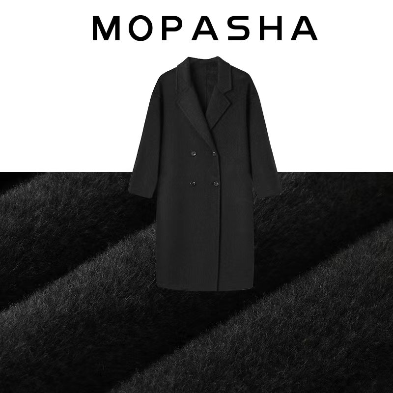2025冬款双面澳洲绵羊毛大衣女中长款宽松小个子长羊毛大衣