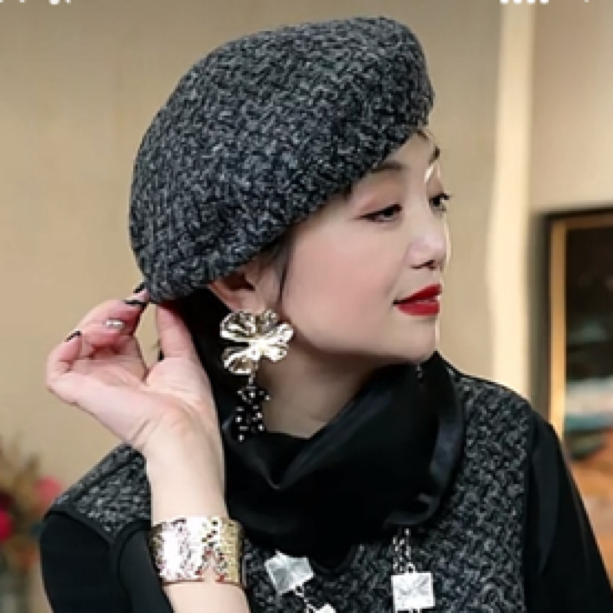 贝雷帽篱君秋季新款1580裤子同款贝雷帽时尚百搭氛围感女士帽子