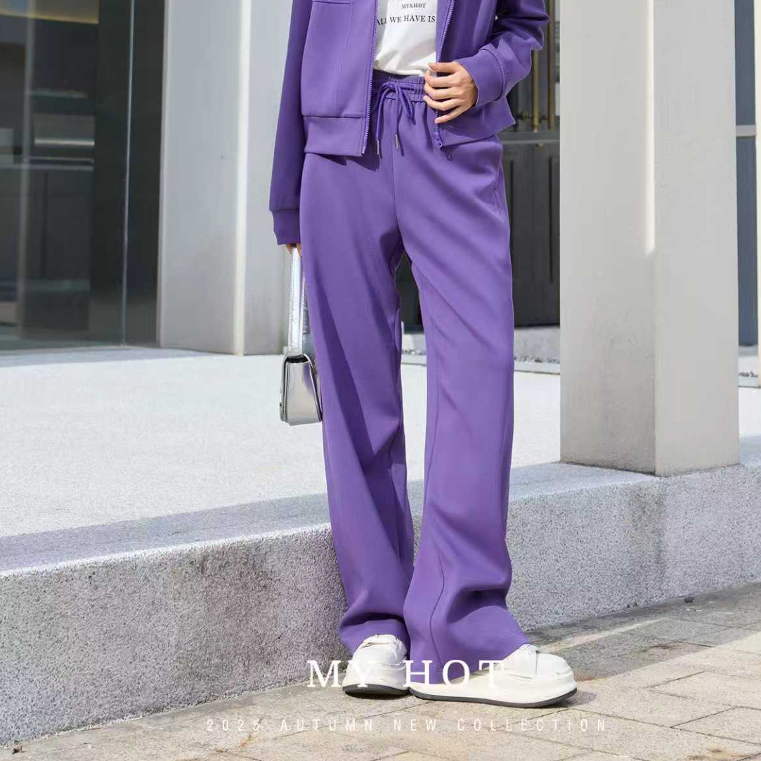 紫色卫裤休闲裤舒适