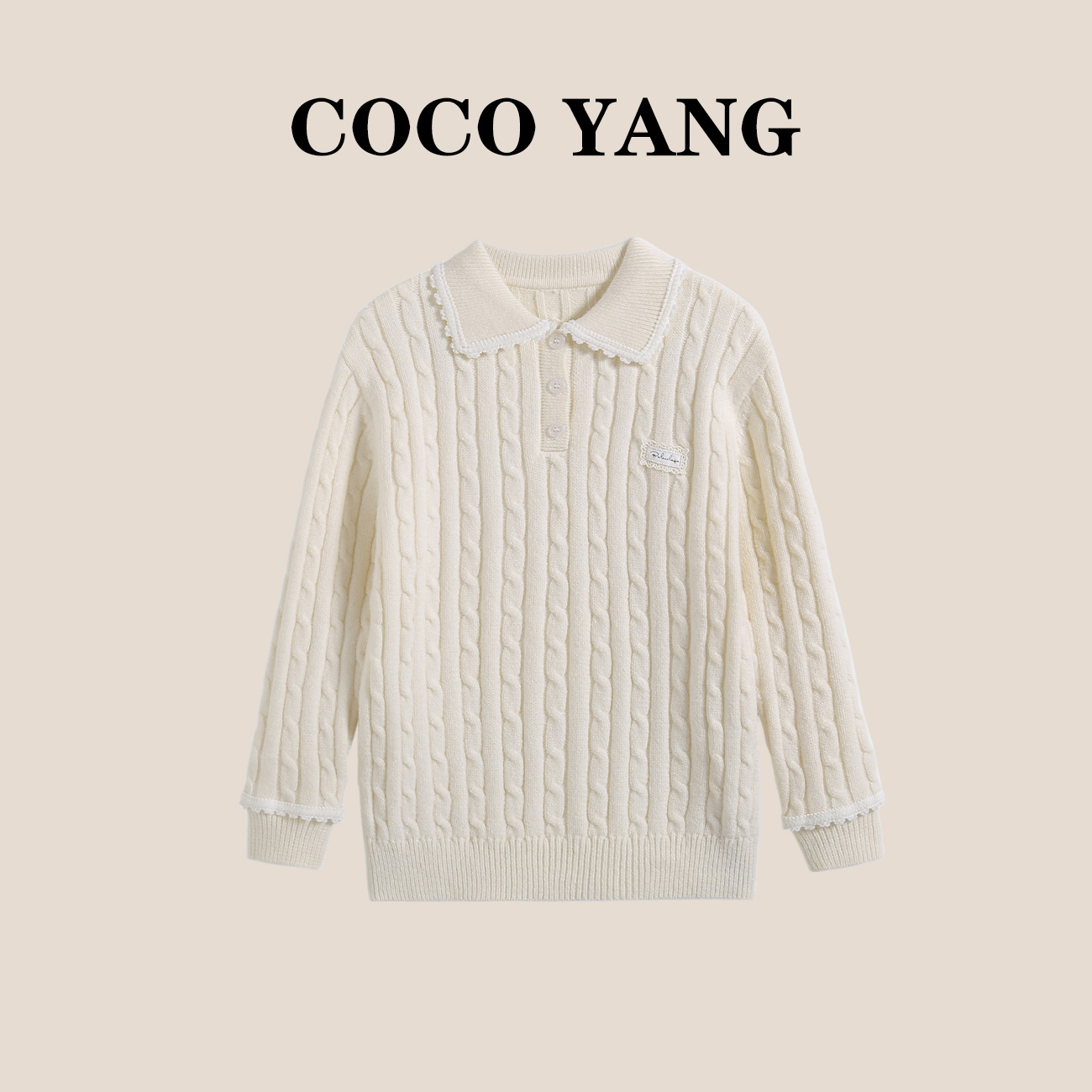 秋冬季新款女大童毛衣温柔气质百搭亲肤翻领毛衣亲子款-SW423