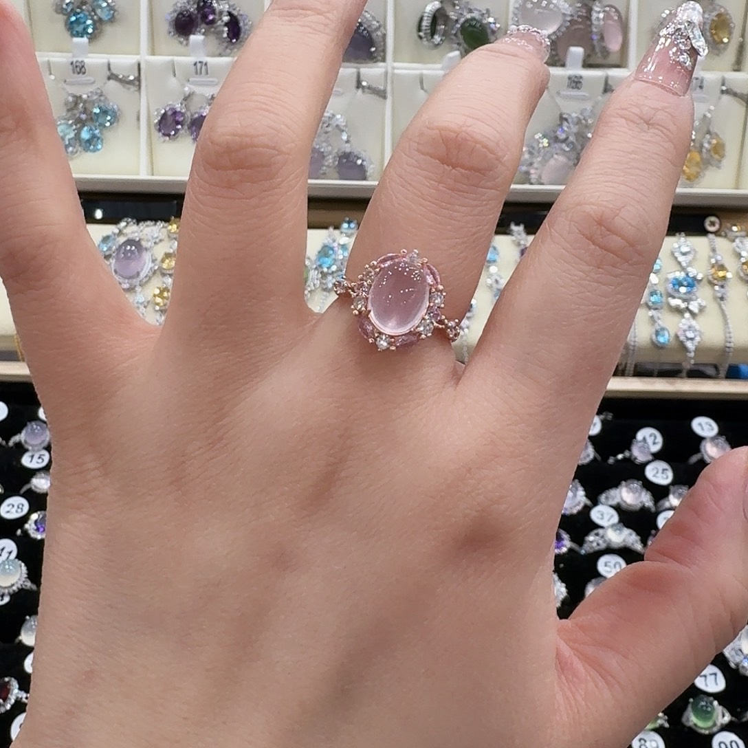 我***届芙蓉石戒指银S925镶嵌