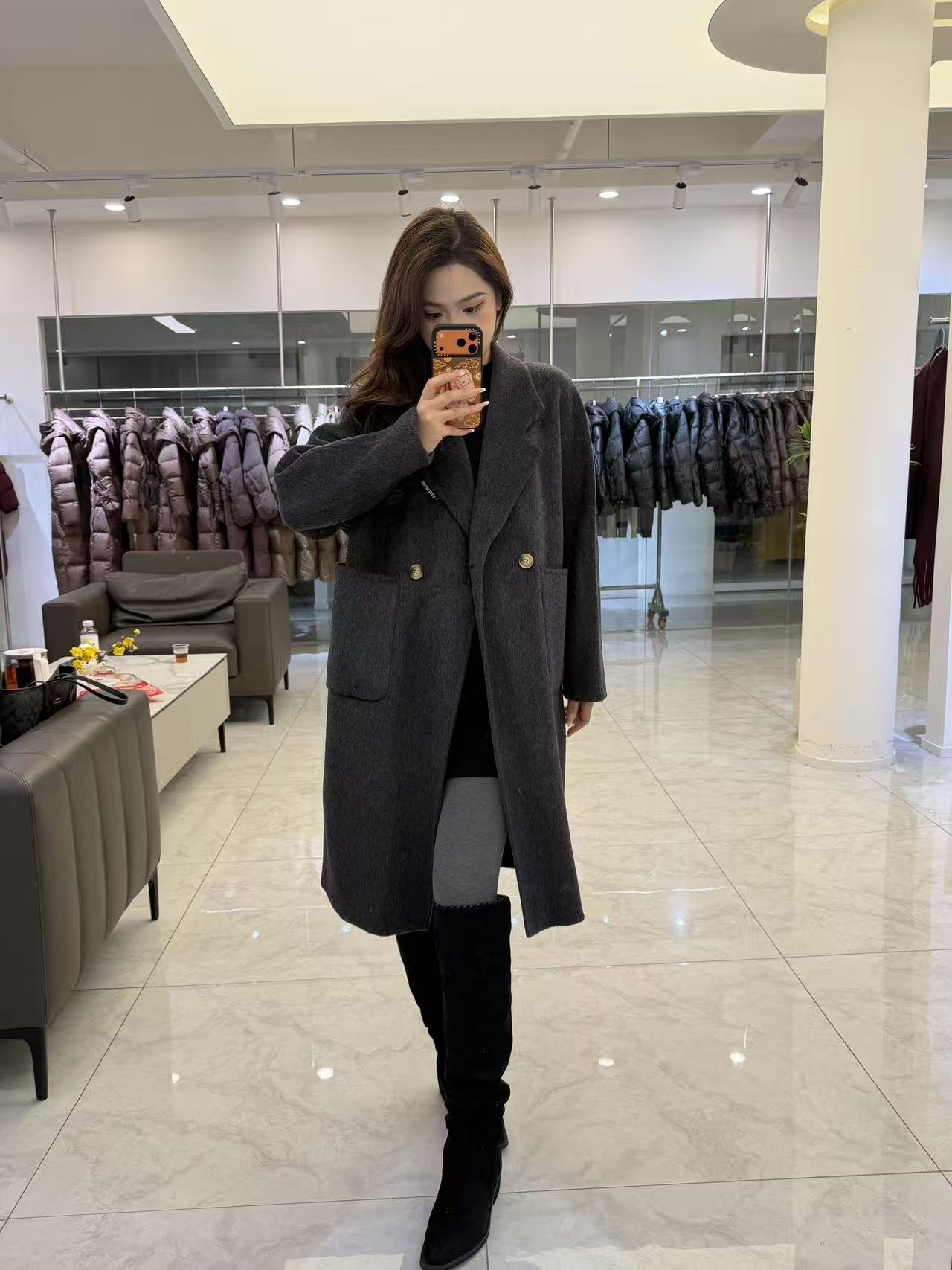 【犇球go】25年时尚长款羊毛大衣-8615