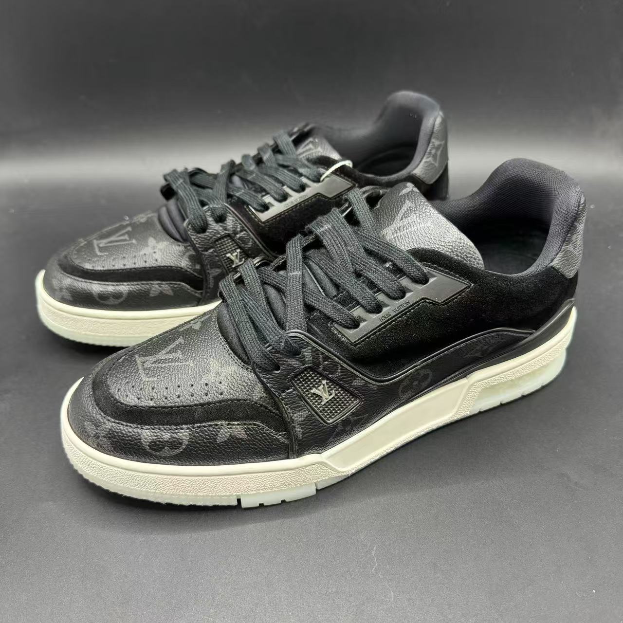 95新 DIOR/迪奥 黑老花麂皮拼接板鞋 41码 lb388