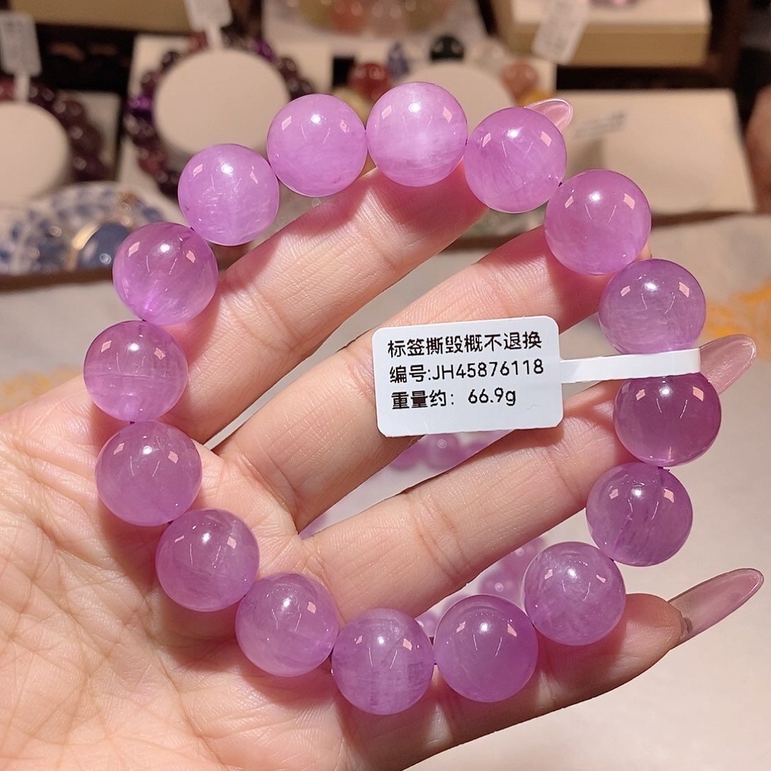 锂辉石手链银S925镶嵌小*宝紫锂辉