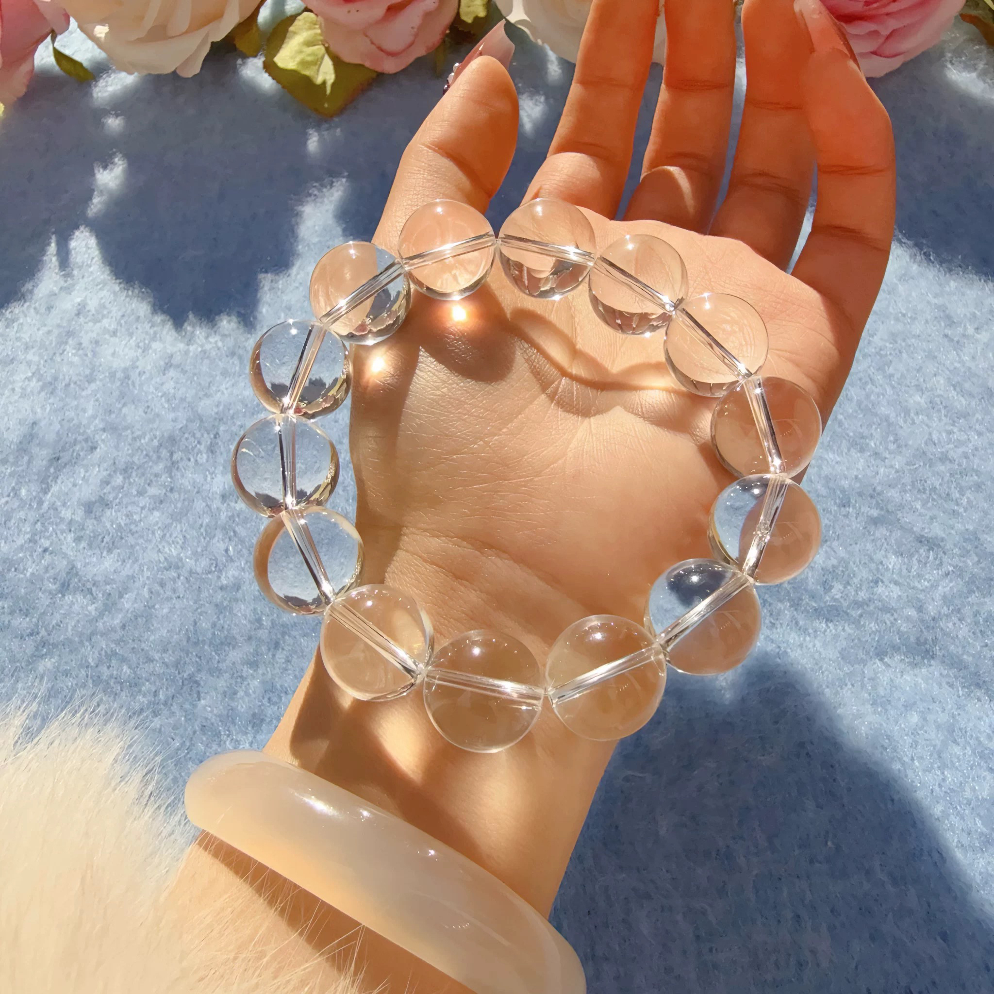 【二号链接】天然水晶手链手串金发幽灵超七