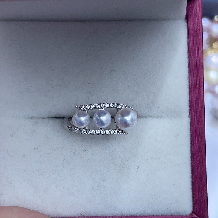 淡水珍珠戒指银S925镶嵌梓****阁