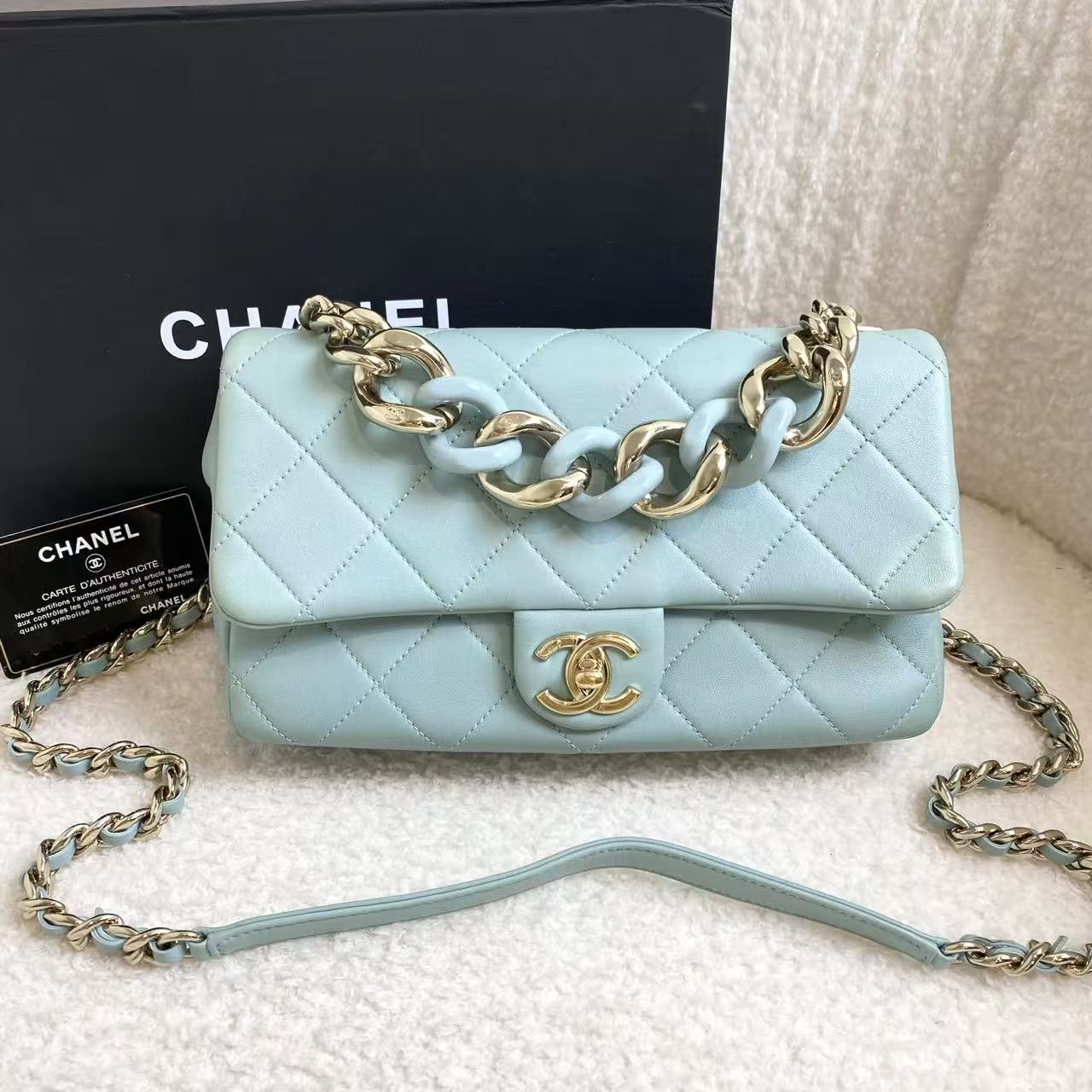 99新 Chanel/香奈儿 蓝色粗链条cf/12期/97694727/代卖服务2512