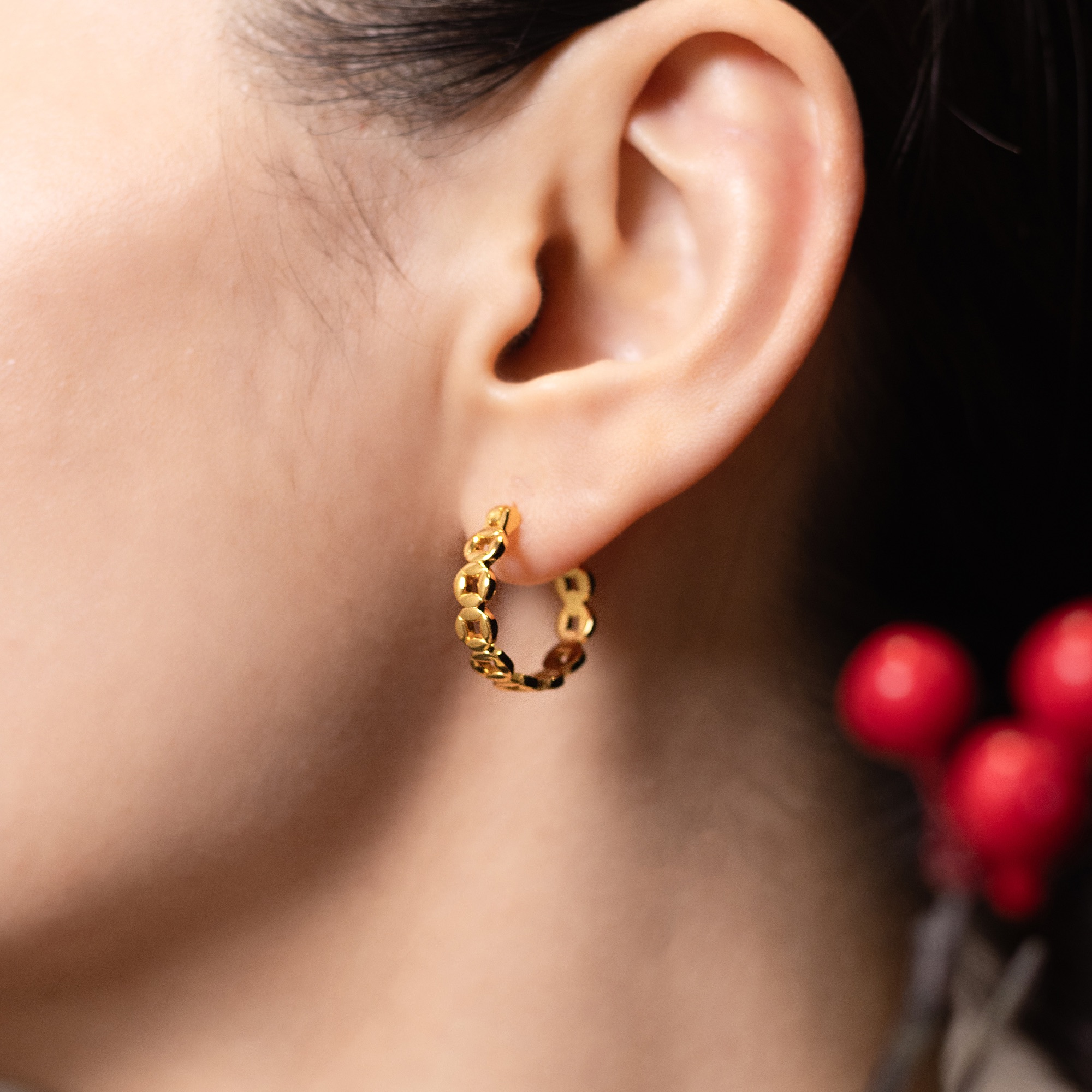 925银耳饰 【山巾子·斗金】S925通体纯银镀金新年氛围个性百搭耳坠