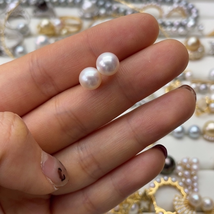 海水珍珠耳饰银S925镶嵌