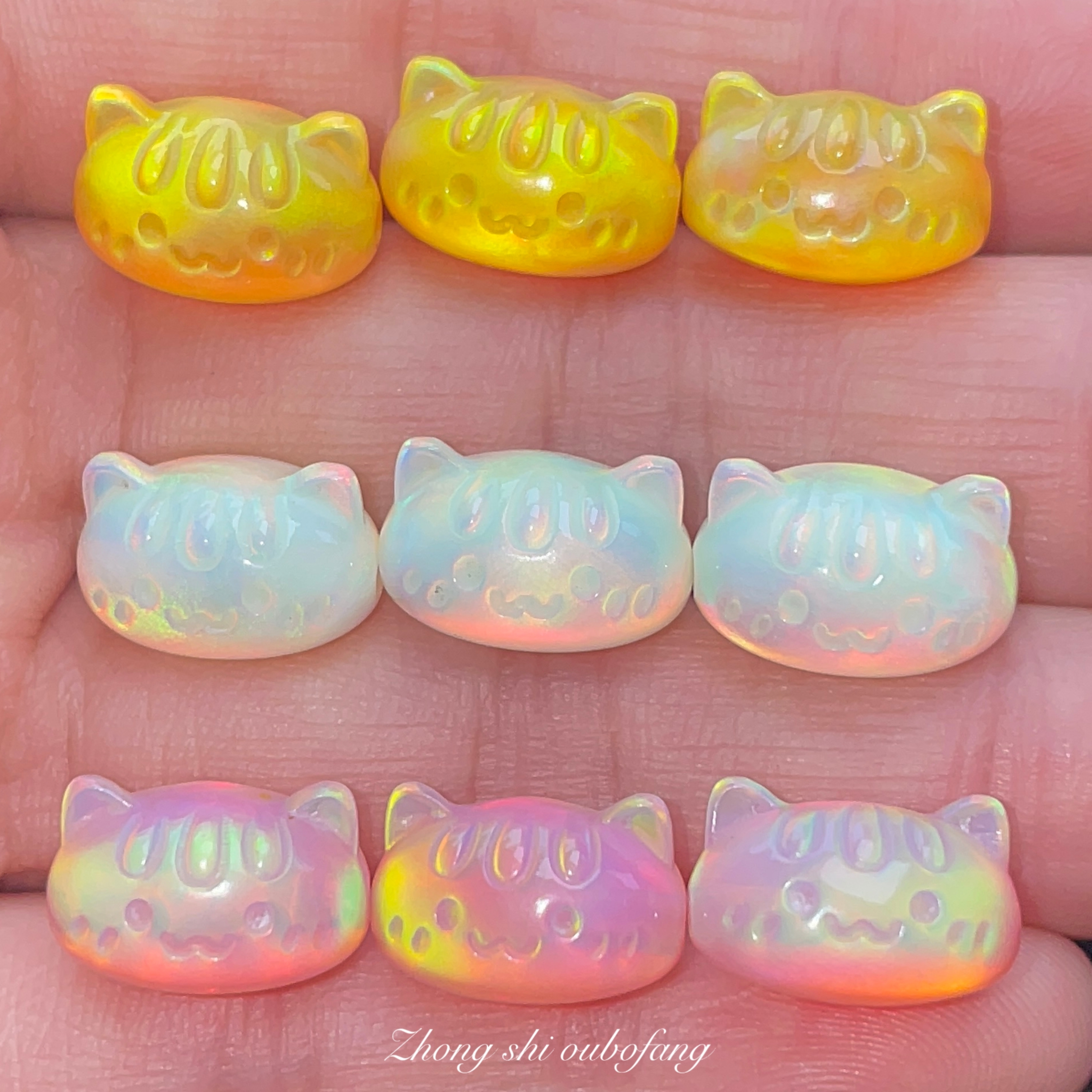 「ZHONG」人造欧泊极光系列法棍猫咪转运珠DIY串珠配件配饰8.5×13mm