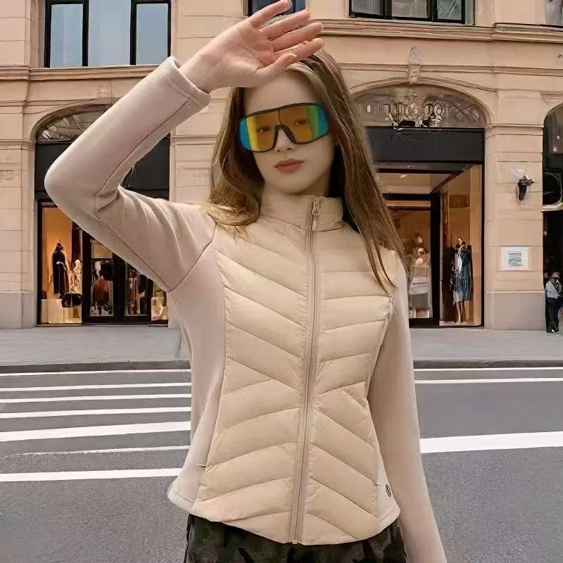 格调美美222新款立领修身开衫瑜伽外套棉服