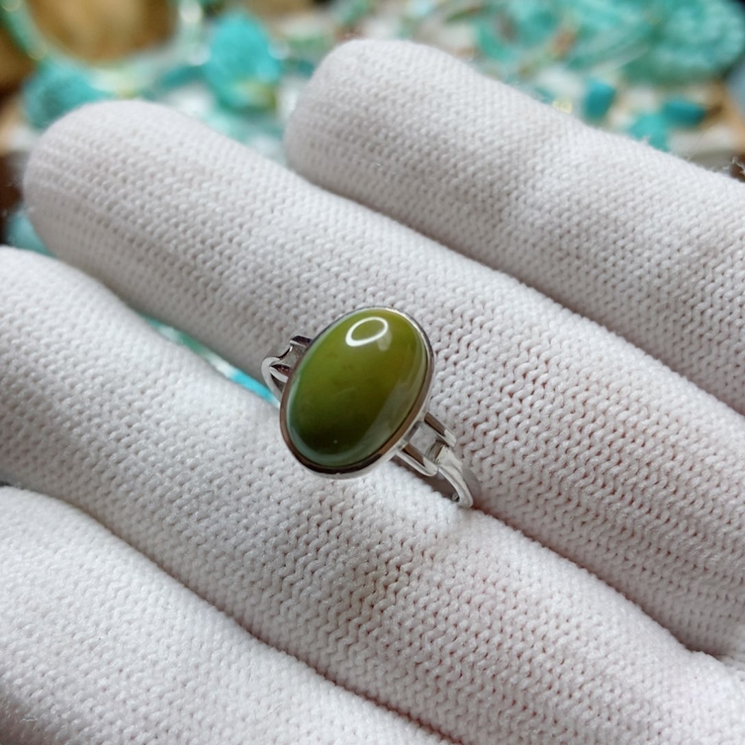 绿松石珠子银S925镶嵌