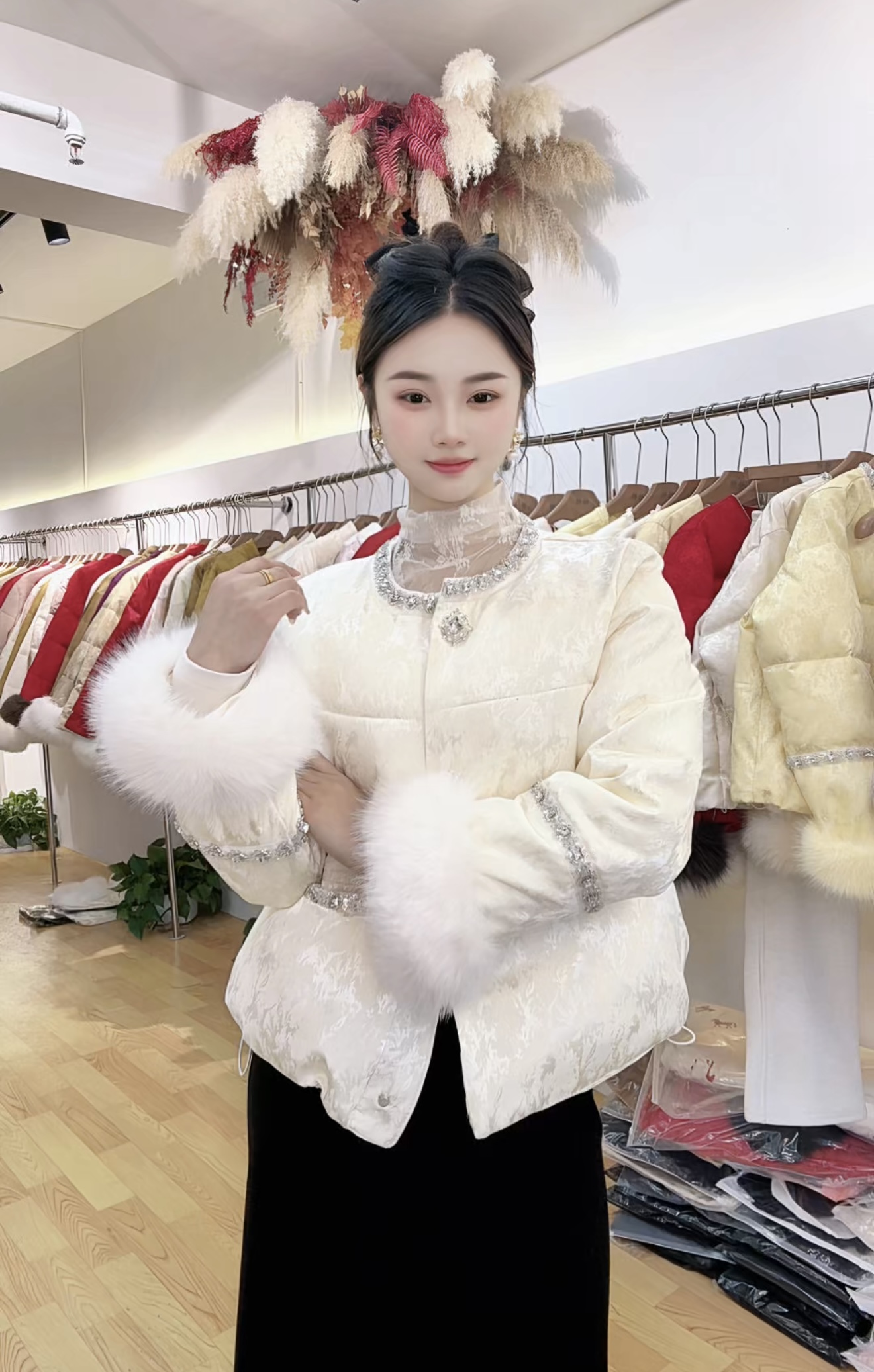 【富家千金】高级感冬季显贵新中式国风轻奢钻扣加厚棉服外套161款