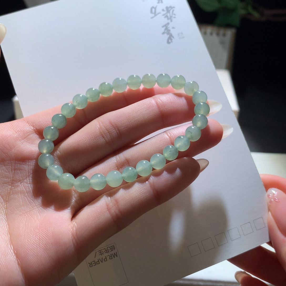 翡翠手链未镶嵌天青色手串卡6