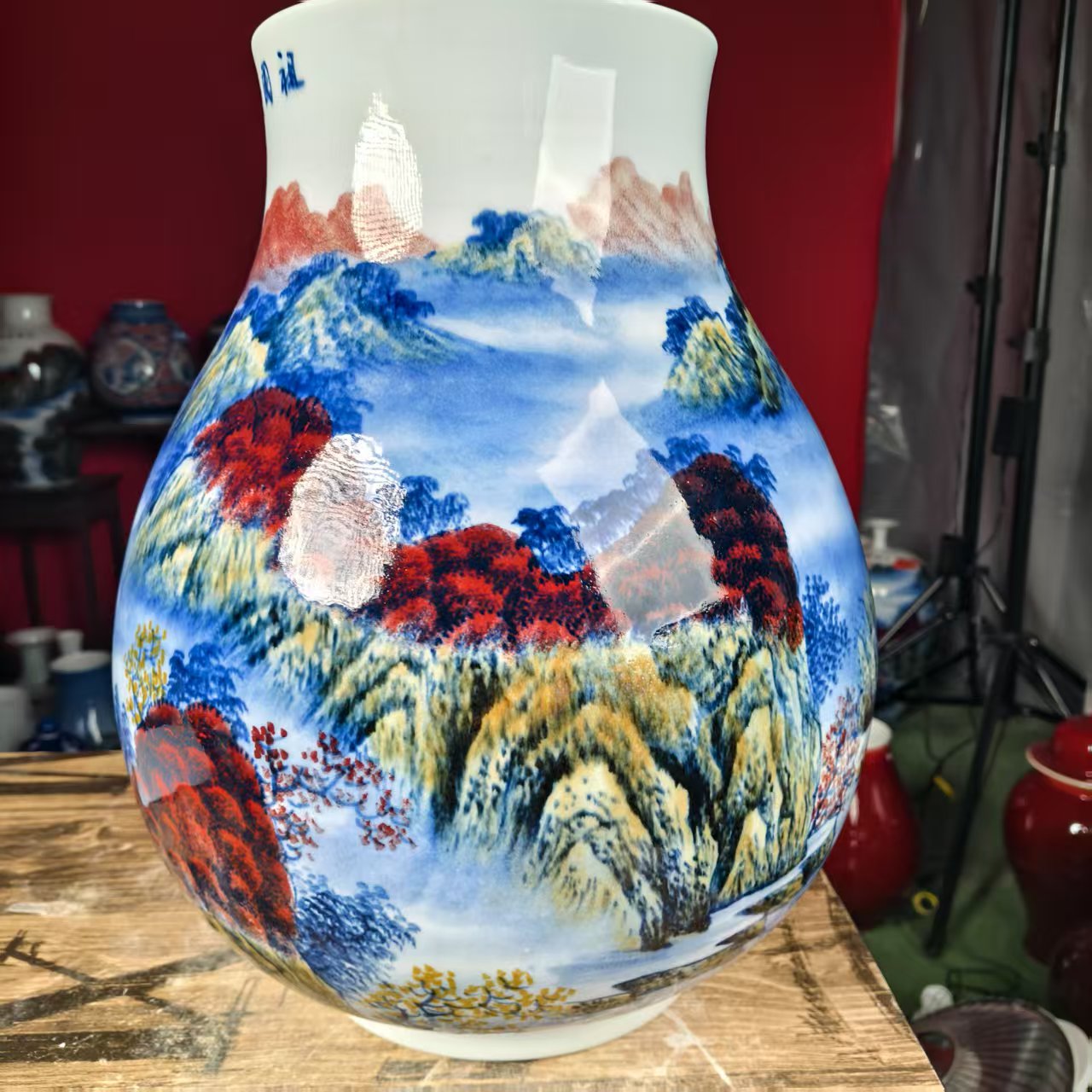 306 景德镇陶瓷花瓶手工手绘陶瓷福筒瓶