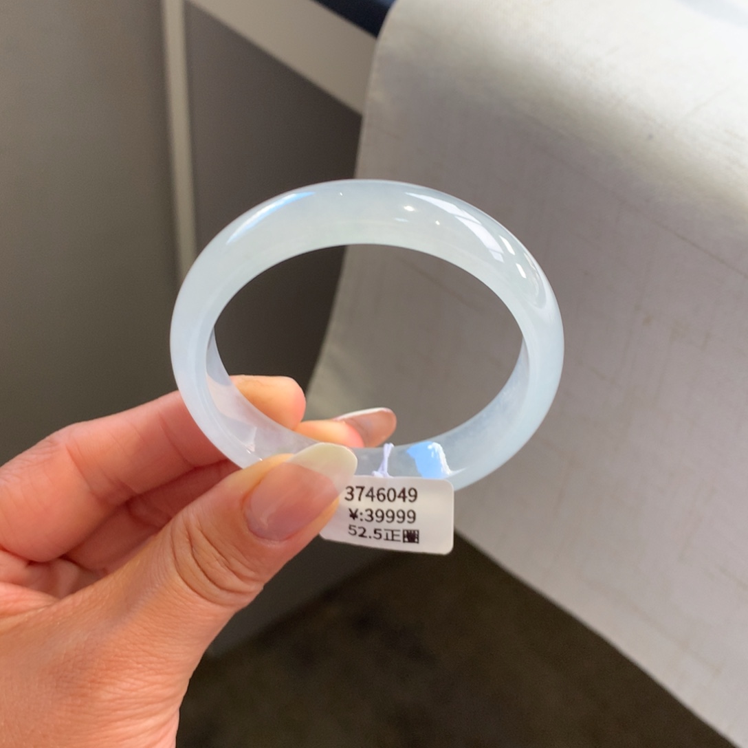 翡翠手镯未镶嵌冰种白月光52.5正圈