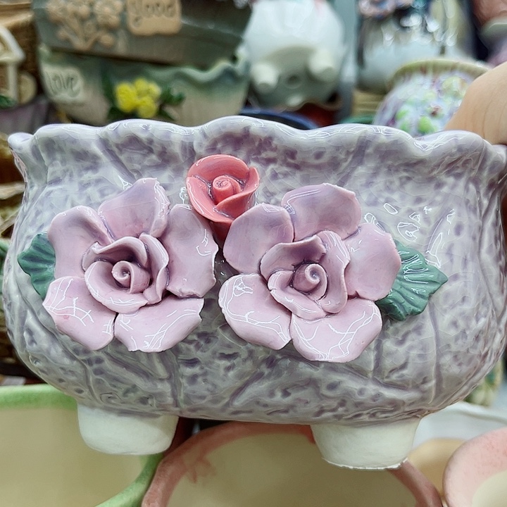 多肉绿植陶瓷花盆9.9包邮，有孔