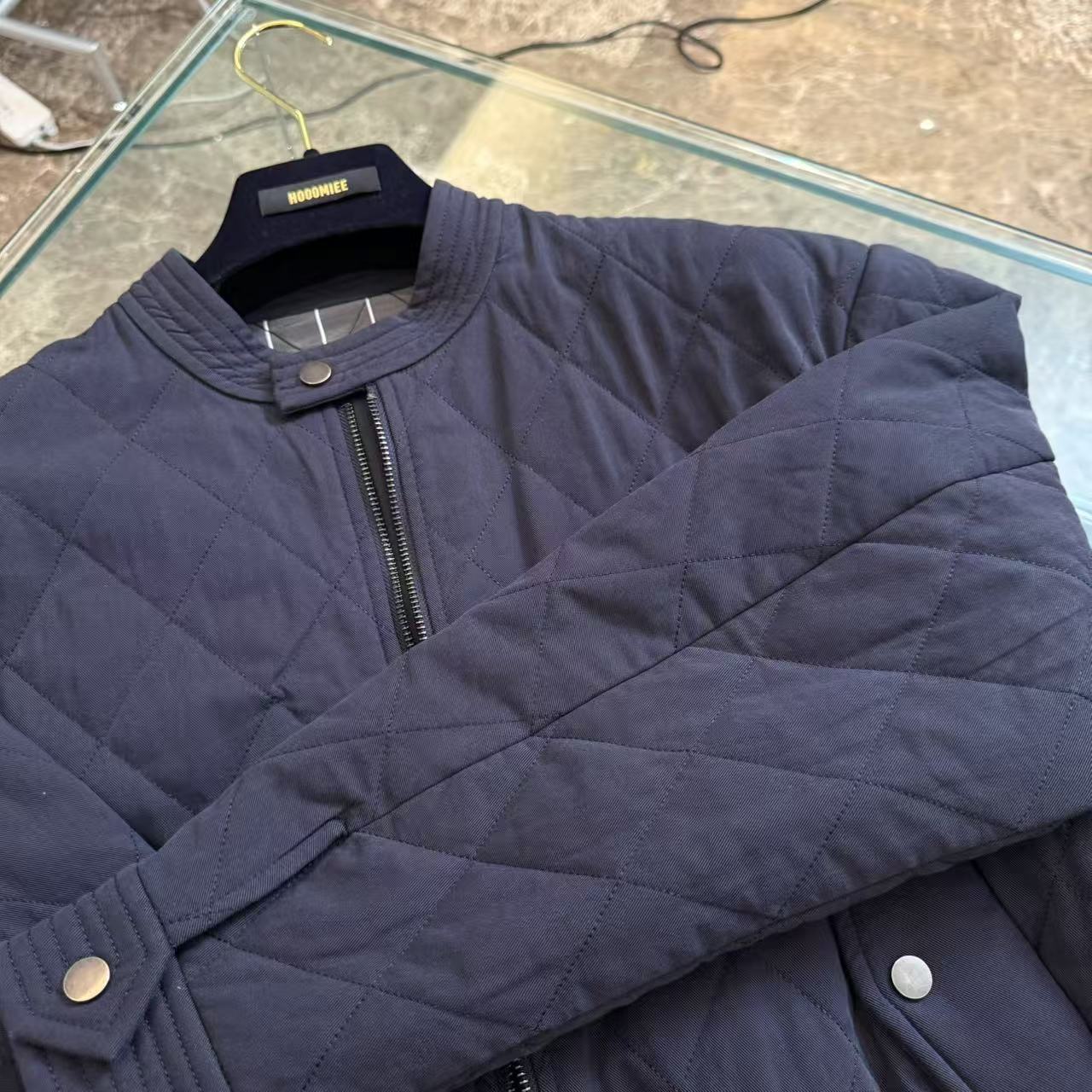 Hooomiee老钱风菱格夹克复古立领拉链短外套2024-462