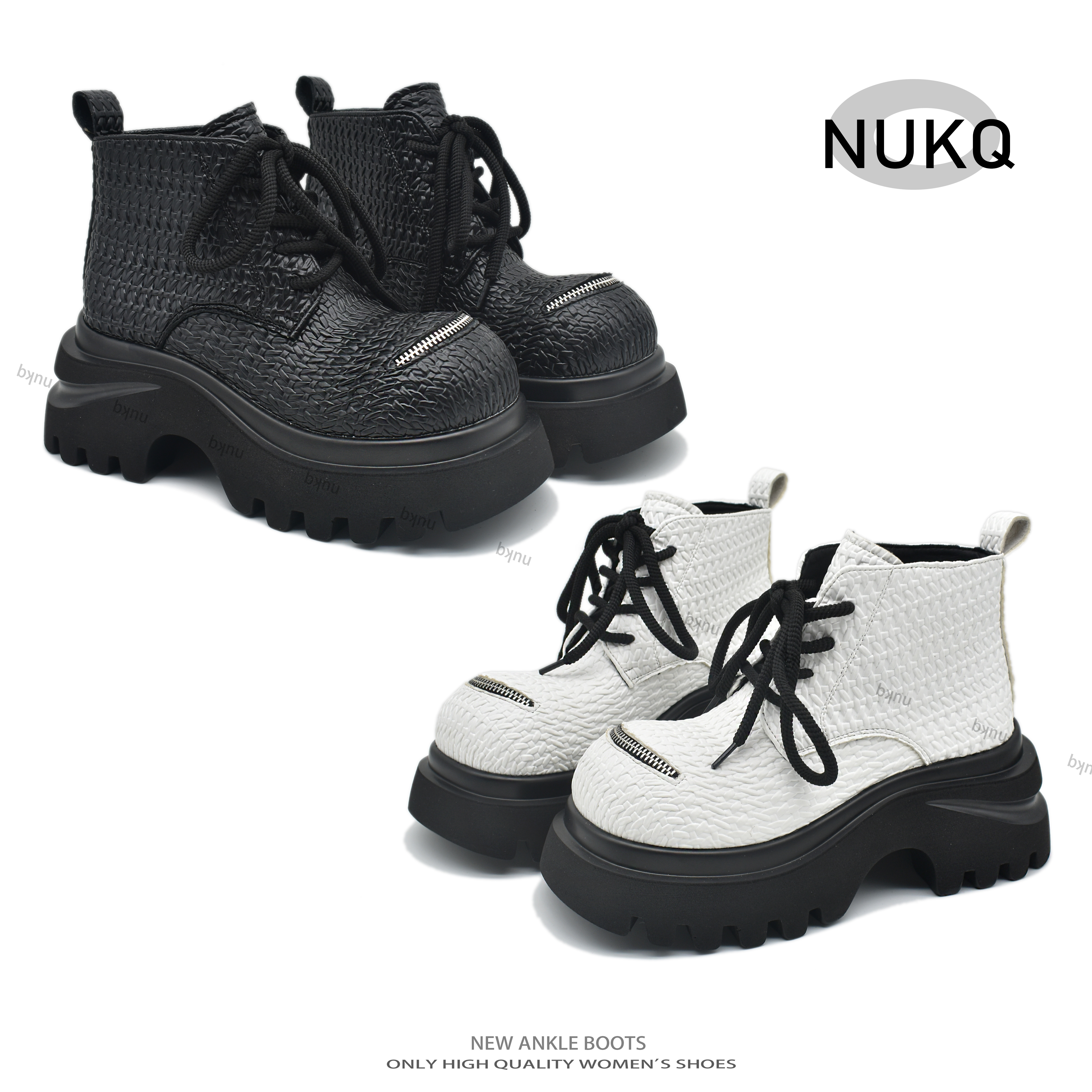 【NUKQ】  跟高7厘米 时尚百搭厚底短靴