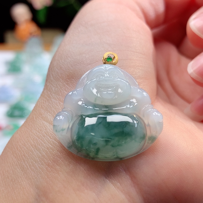 【闪购商品】翡翠18K金镶嵌吊坠(赠链)