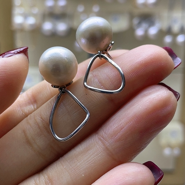淡水珍珠耳饰银S925镶嵌