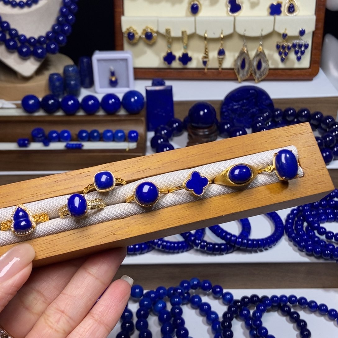 青金石银S925镶嵌戒指下单备注 多样性发其一