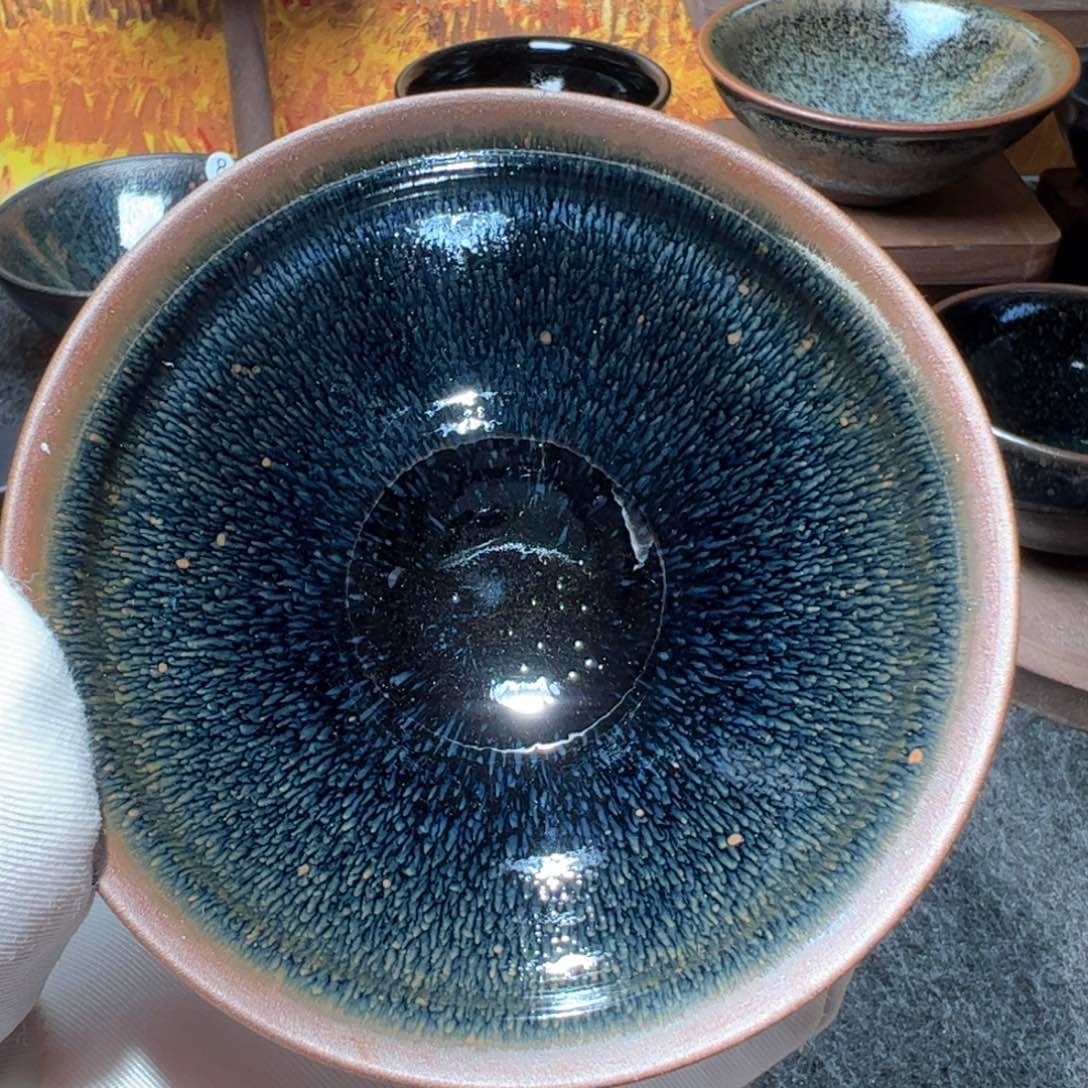 茶盏乌泥窑束口青蓝毫