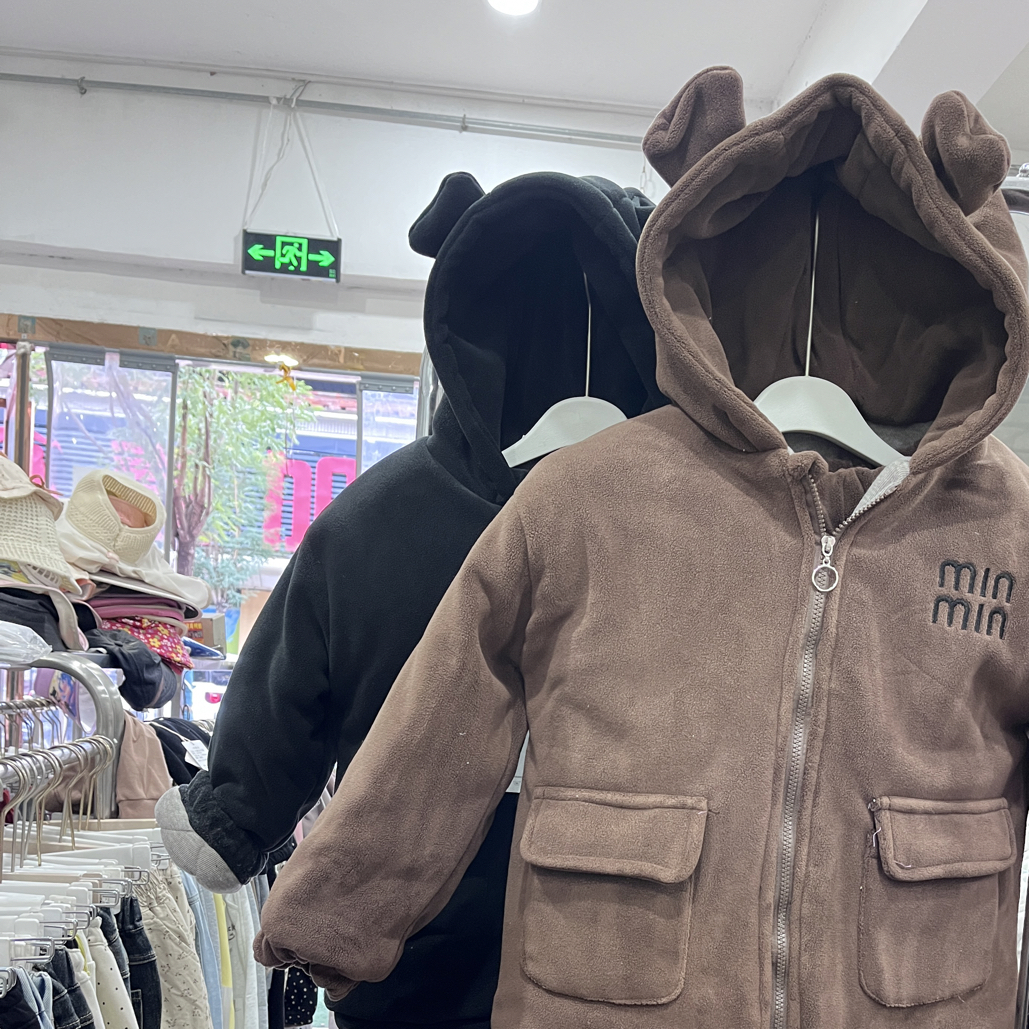 休闲风拉链男冬季男女通用套装加厚家居服大童130-160