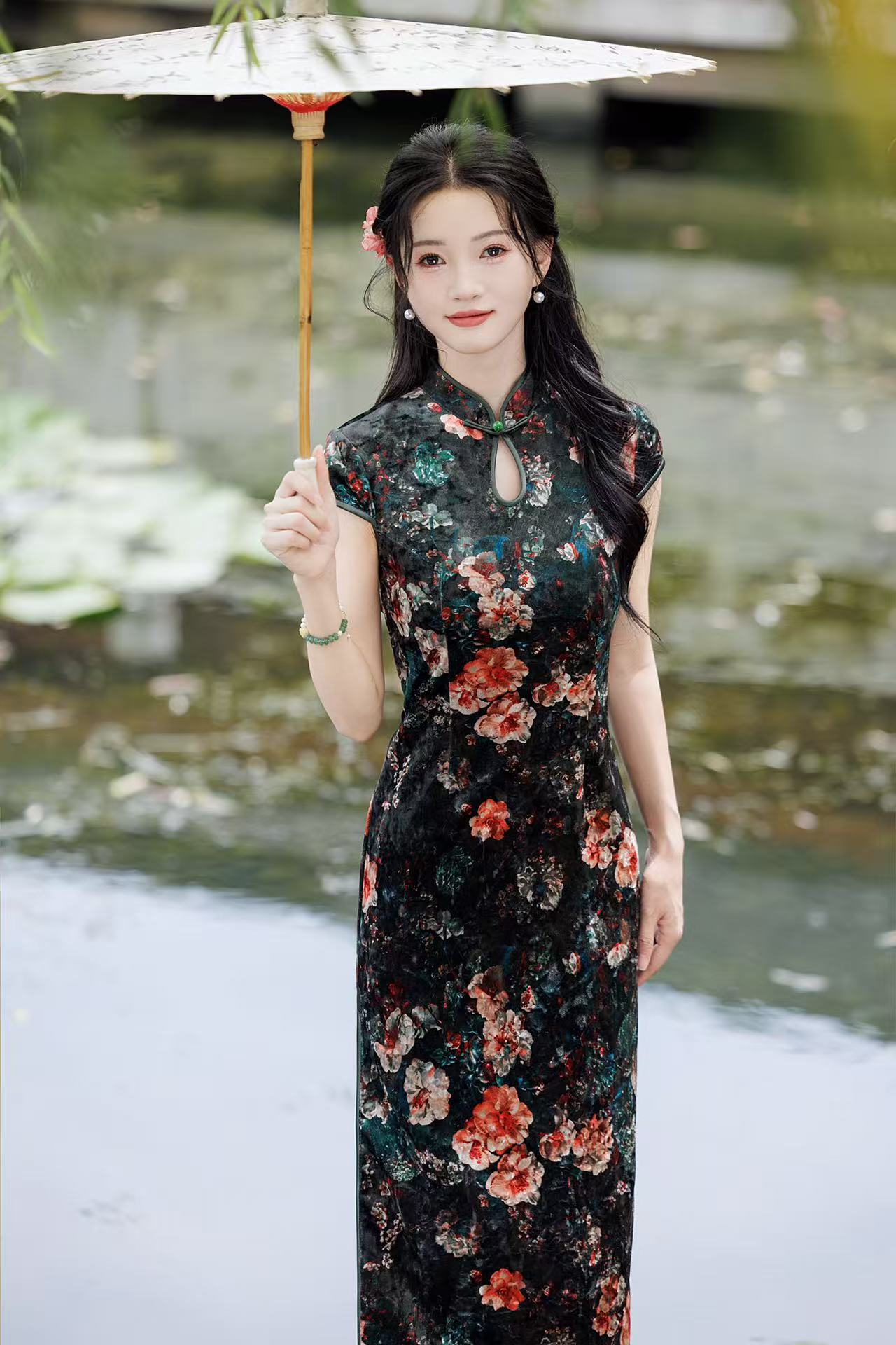 风华《印花雅袍》复古印花开襟气质款夏季优雅显瘦定制日常款旗袍