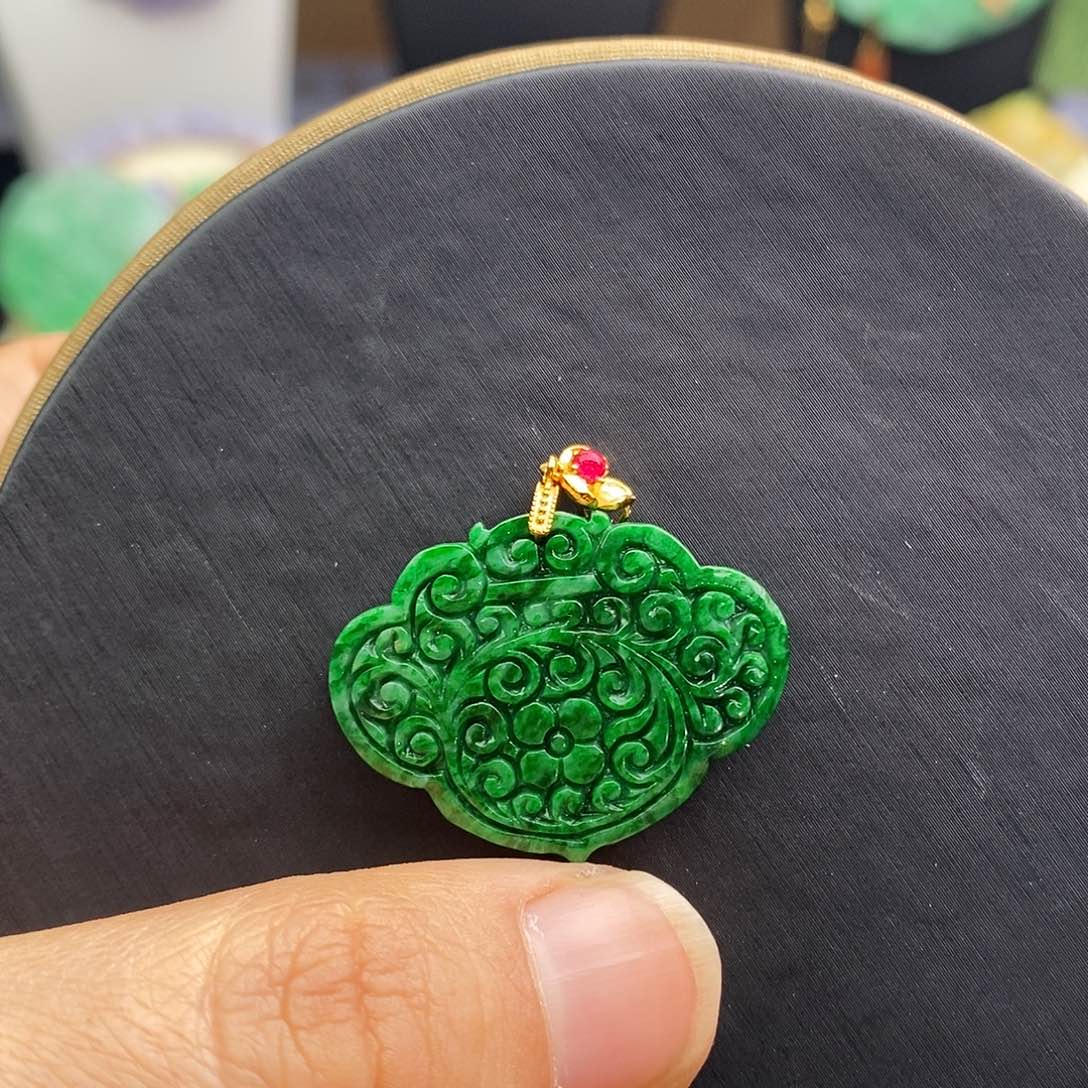 翡翠未镶嵌吊坠(不含链)花青如意吊坠