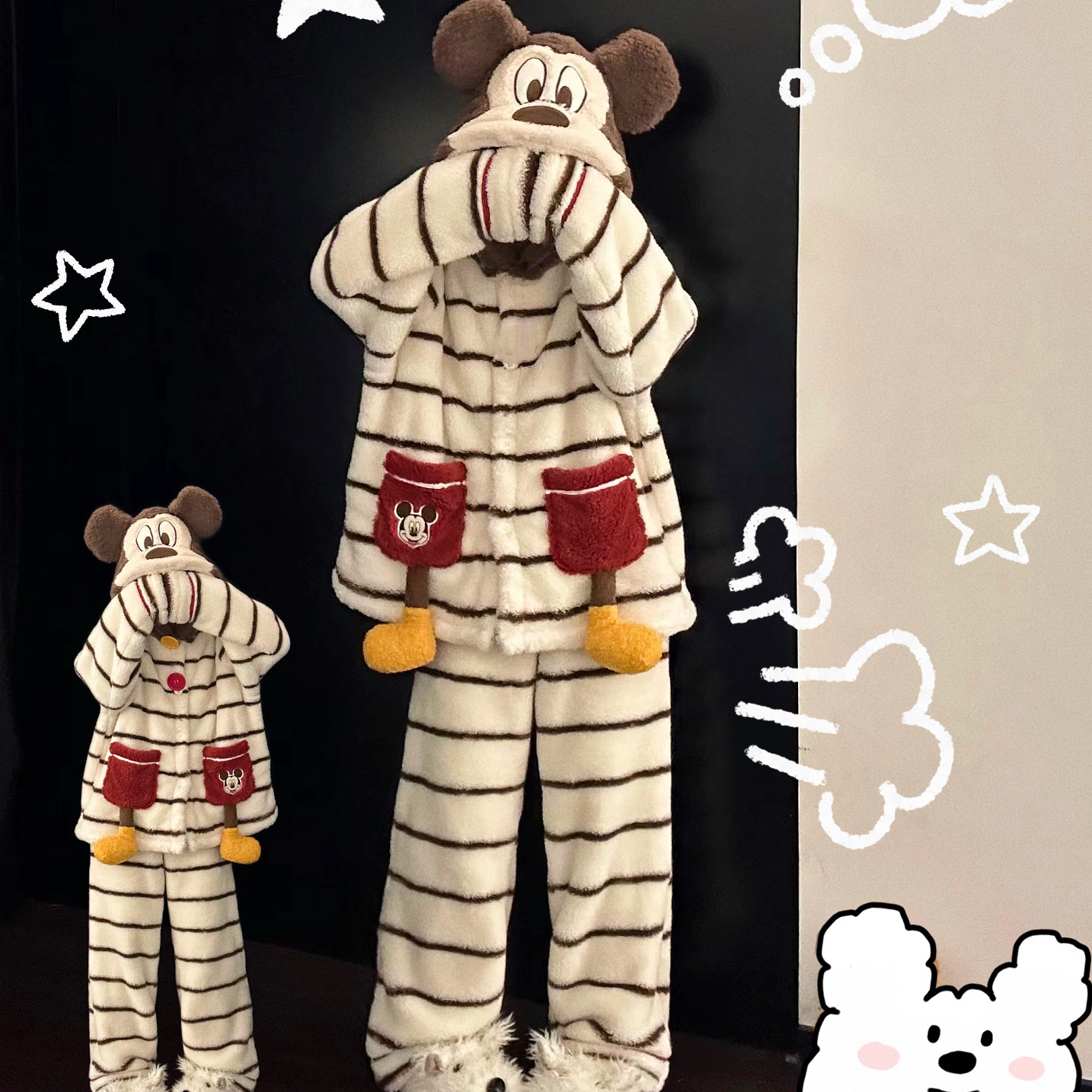 【亲子装】女童秋冬款2025新款睡衣米老鼠冬季加厚保暖家居服套装