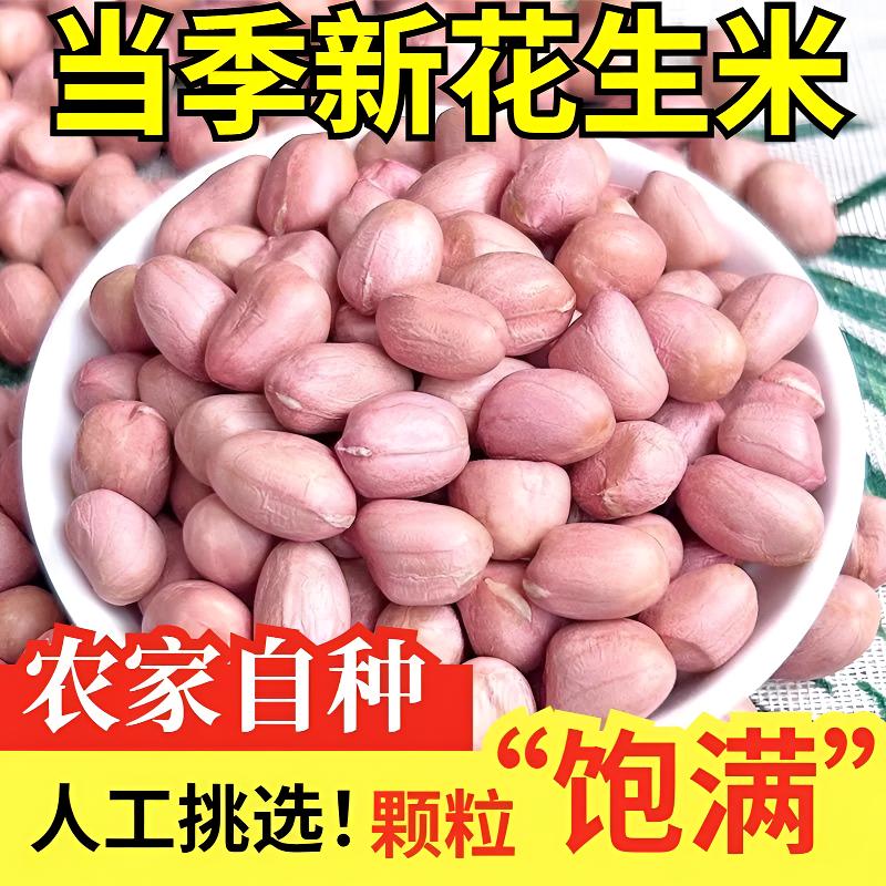 2025年大白沙花生米新货农家现剥不带壳粉皮白皮新鲜花生仁榨油