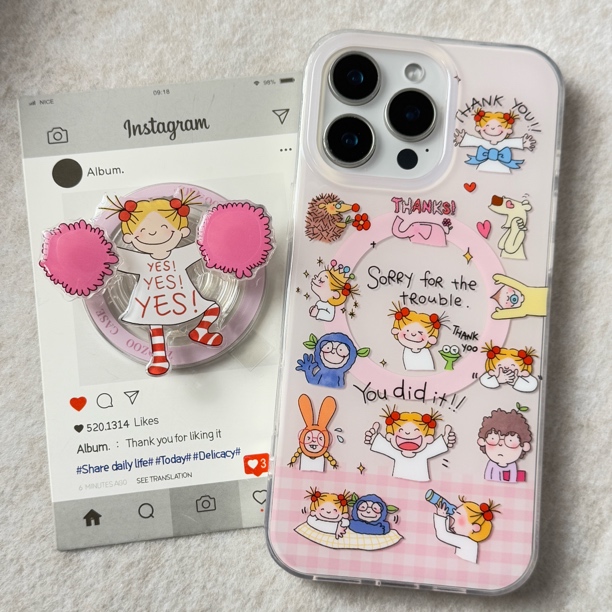 女孩coco酱转转乐支架配件苹果手机壳适用15/16proma磁吸支架