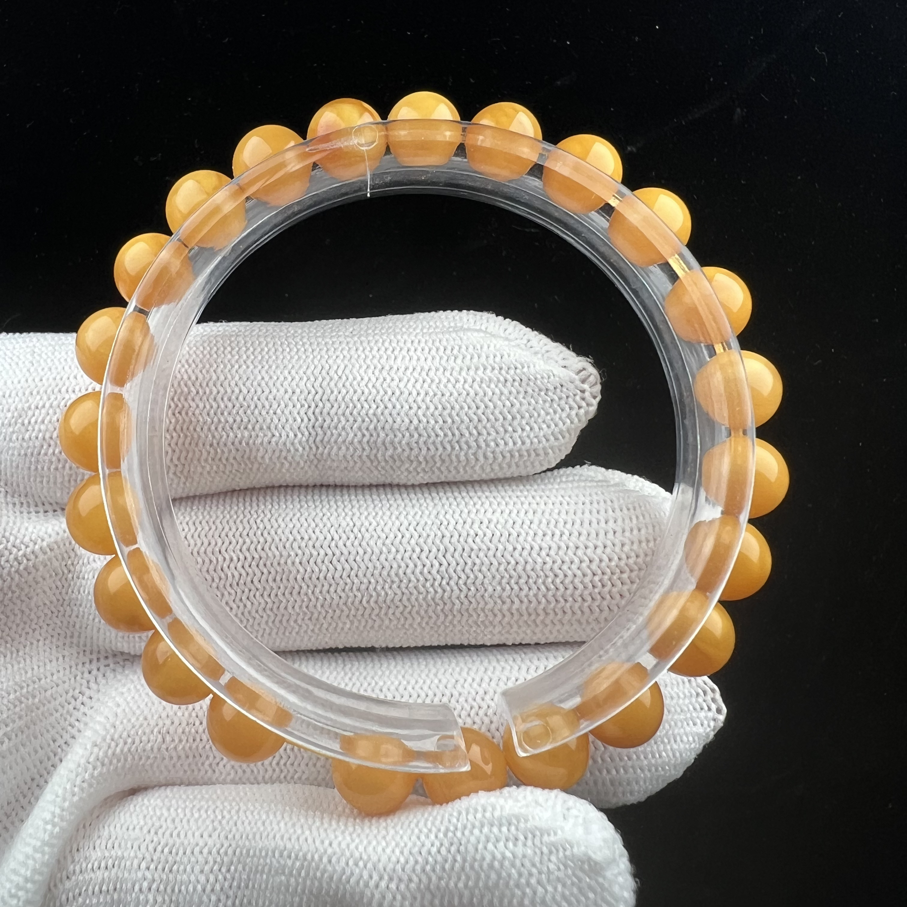 G2063天然蜜蜡 鸡油红手串 8mm支持复检