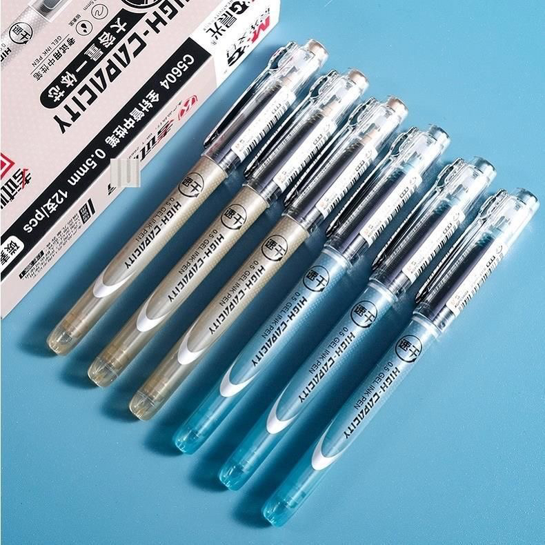 晨光直液式c5604中性笔大容量一体芯速干碳素黑笔顺滑黑色签字笔