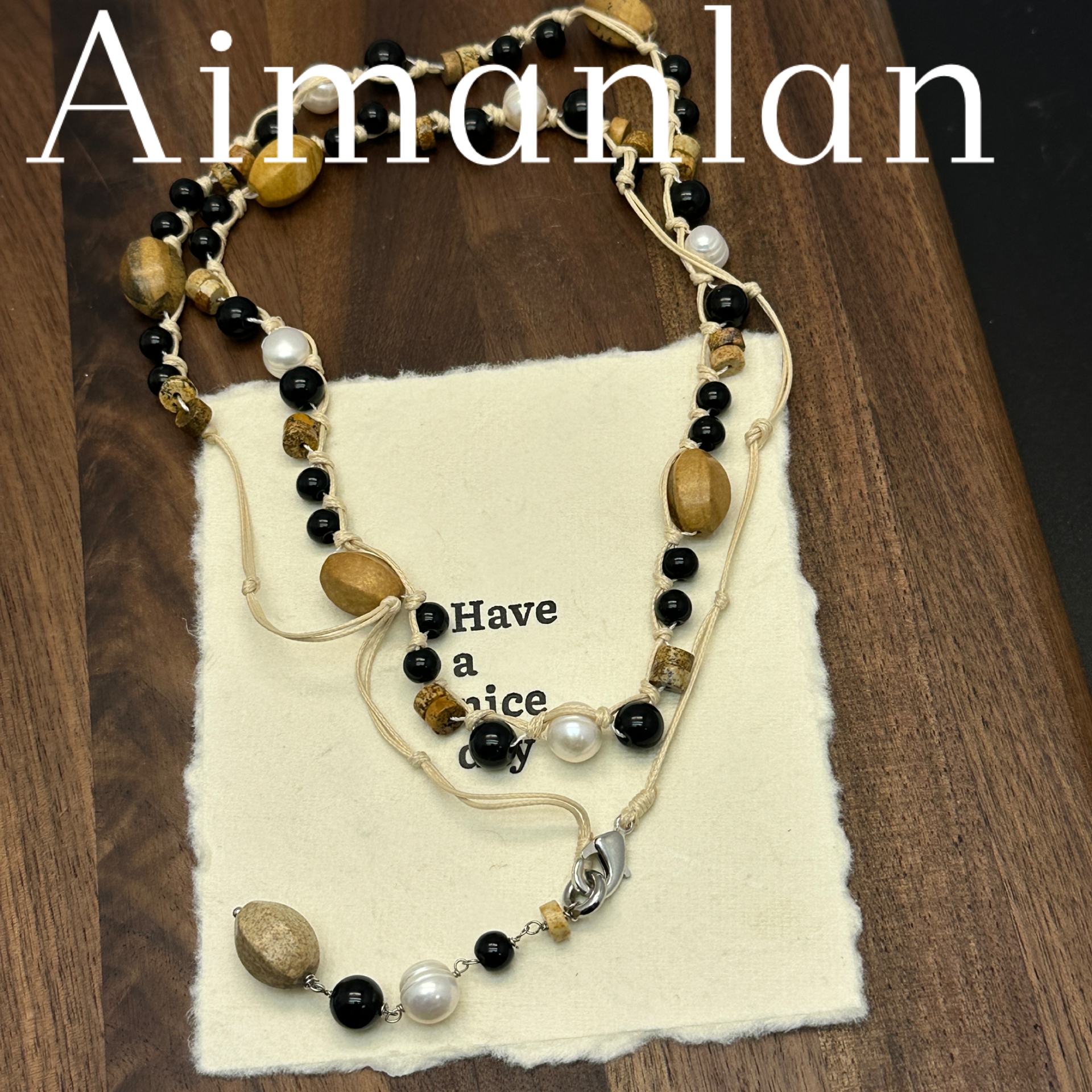 艾蔓岚复古天然石项链小众轻奢度假高级气质长款叠戴高级感A6047